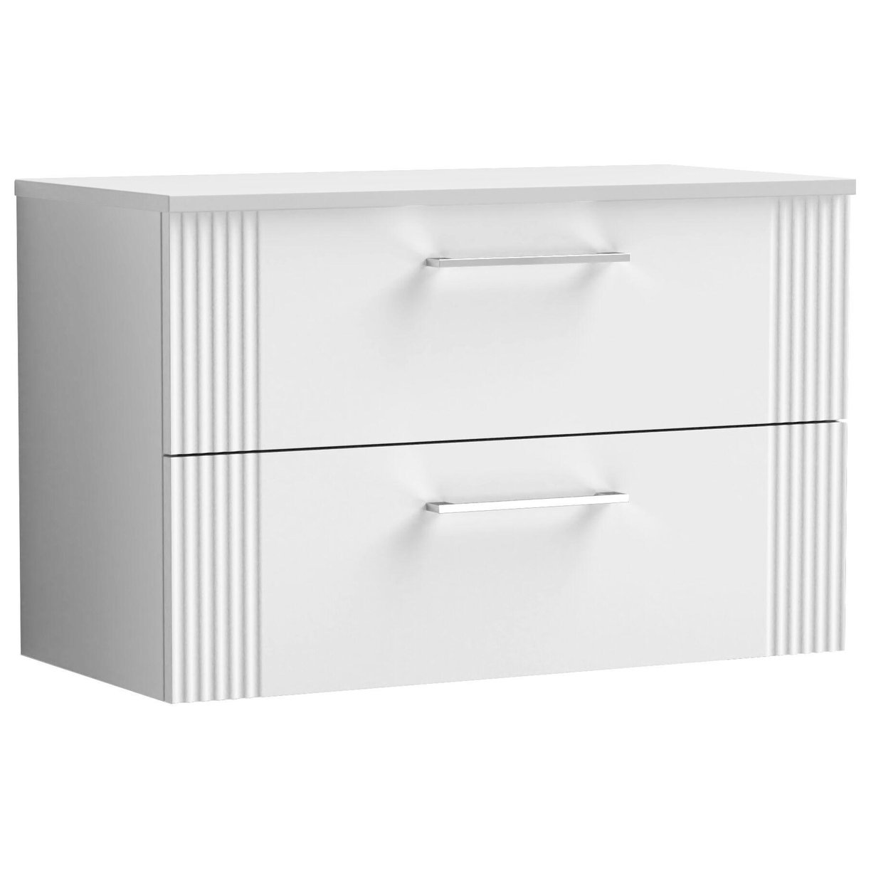 800mm W/H 2-Drawer Vanity & Worktop - Satin White