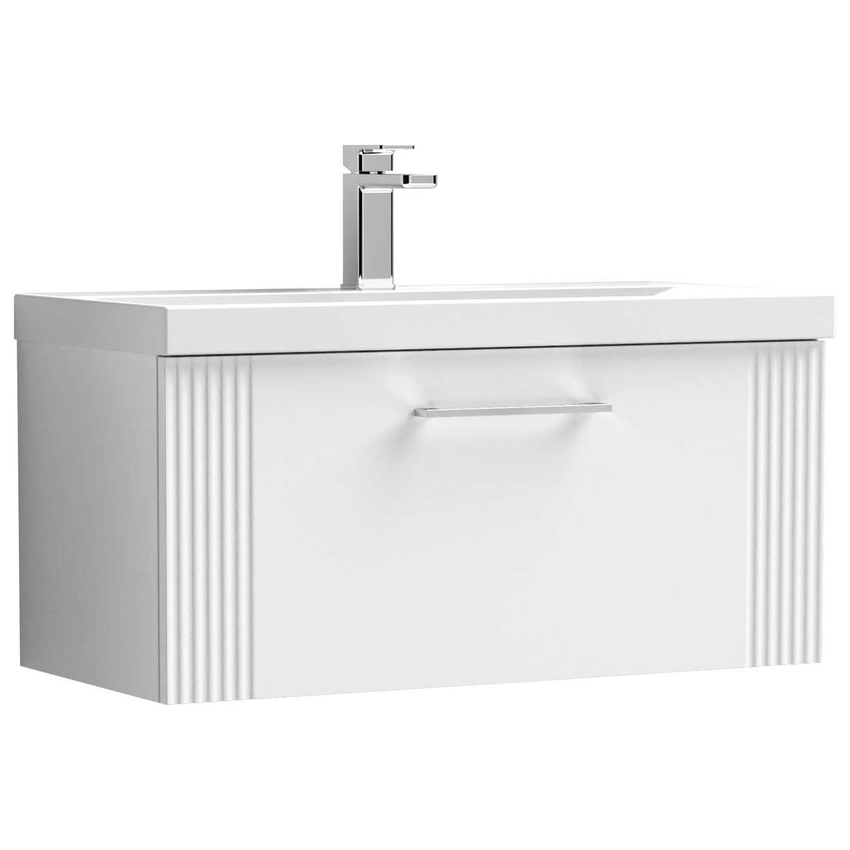 800mm W/H Single Drawer Vanity & Basin 1 - Satin White