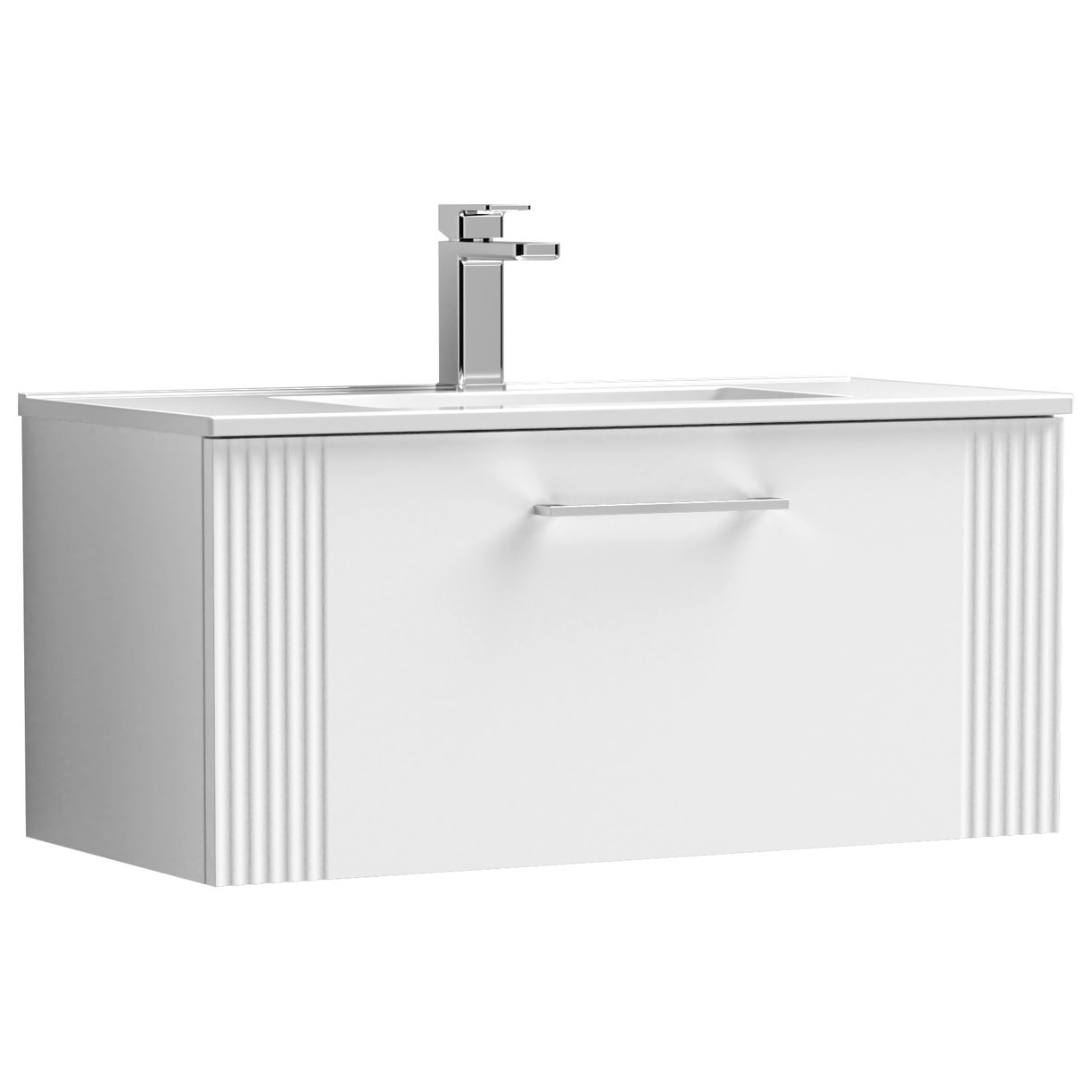 800mm W/H Single Drawer Vanity & Basin 2 - Satin White