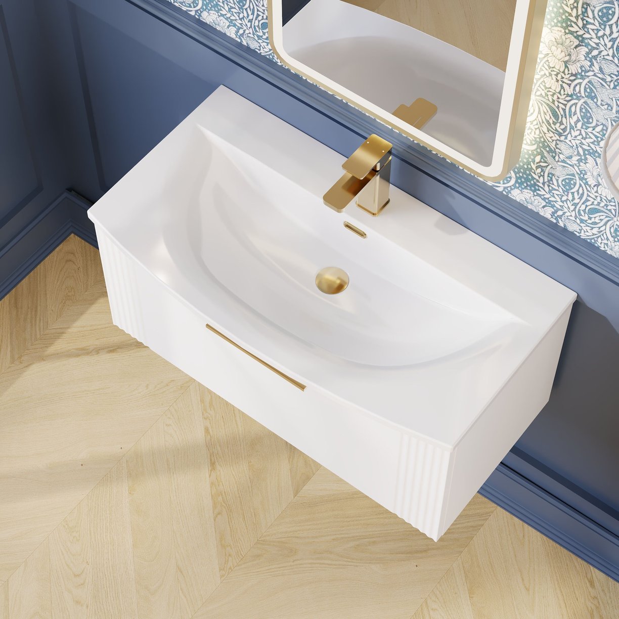 800mm W/H Single Drawer Vanity & Basin 4 - Satin White
