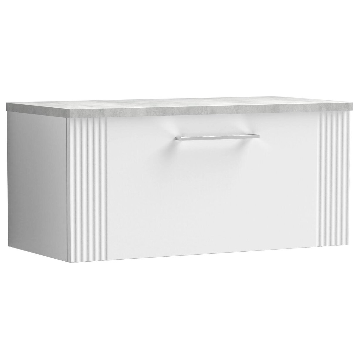 800mm W/H Single Drawer Vanity & Laminate Top - Satin White