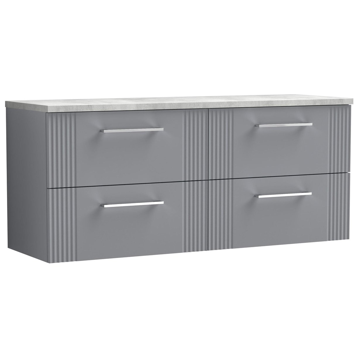 1200mm W/H 4-Drawer Vanity & Laminate Top - Satin Grey