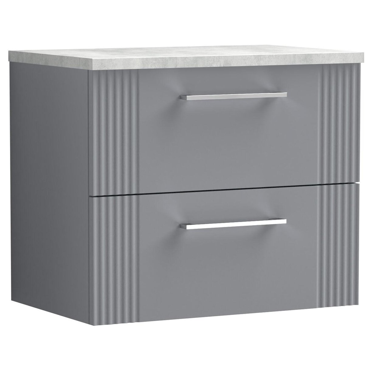 600mm W/H 2-Drawer Vanity & Laminate Top - Satin Grey