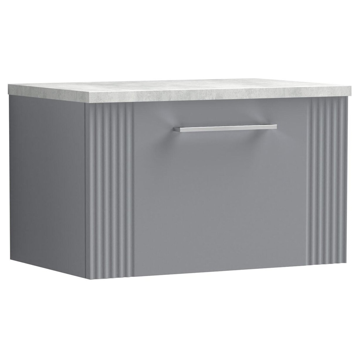 600mm W/H Single Drawer Vanity & Laminate Top - Satin Grey