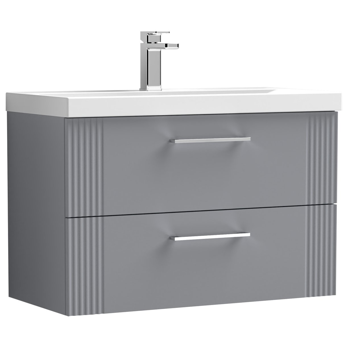 800mm W/H 2-Drawer Vanity & Basin 1 - Satin Grey