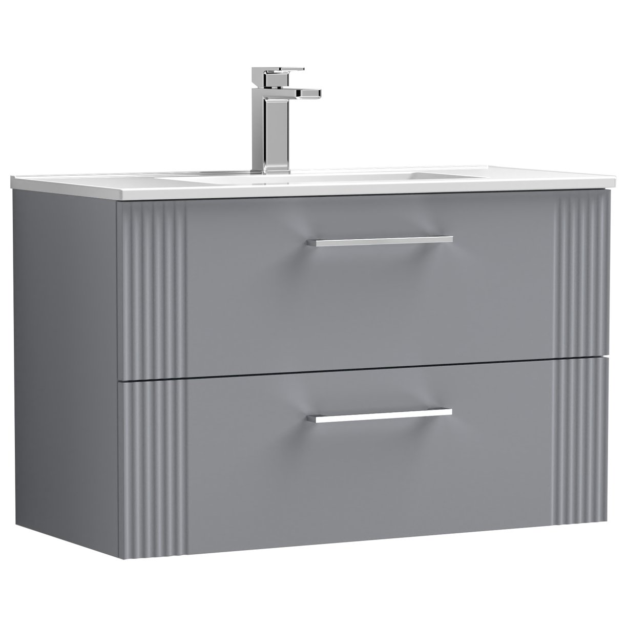 800mm W/H 2-Drawer Vanity & Basin 2 - Satin Grey