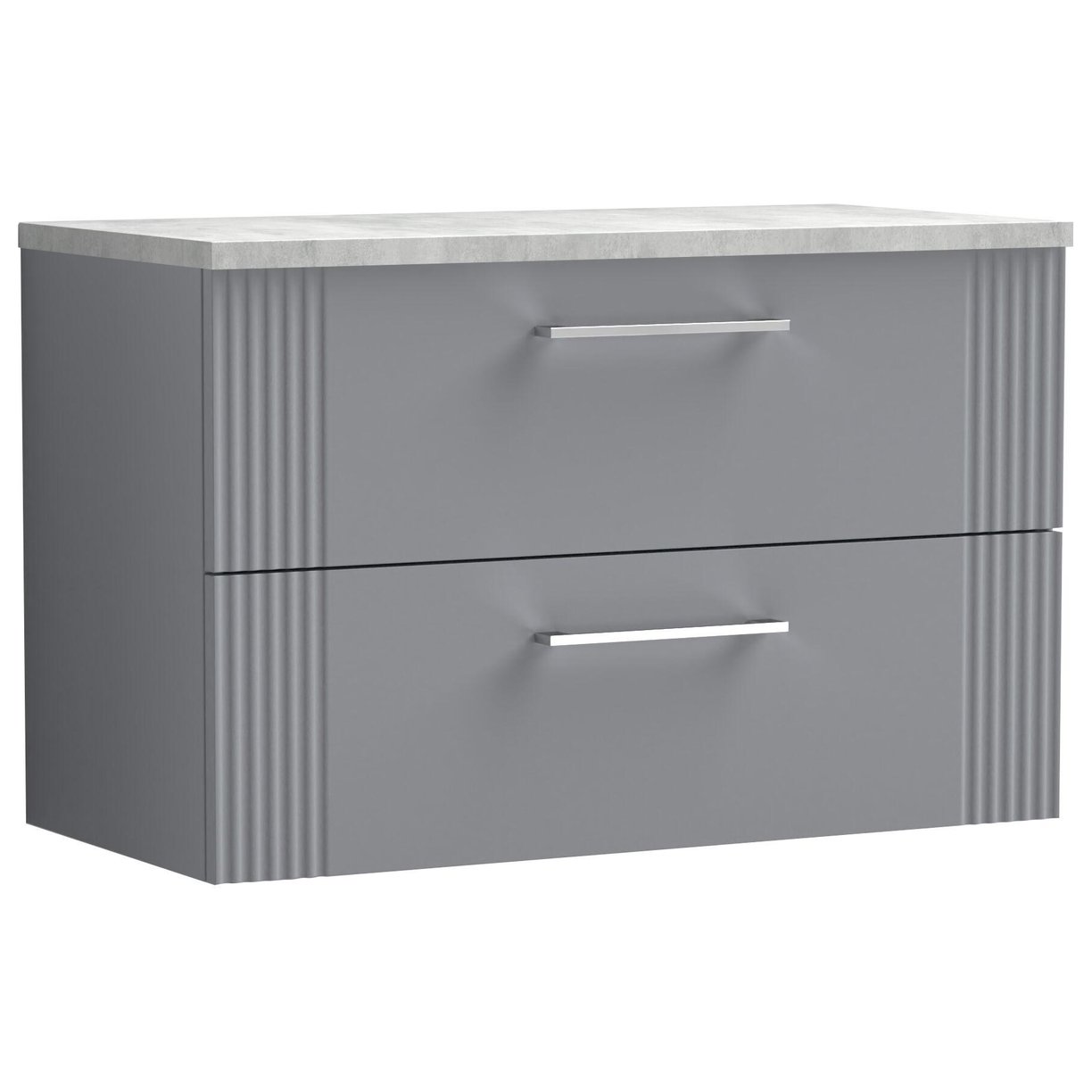 800mm W/H 2-Drawer Vanity & Laminate Top - Satin Grey