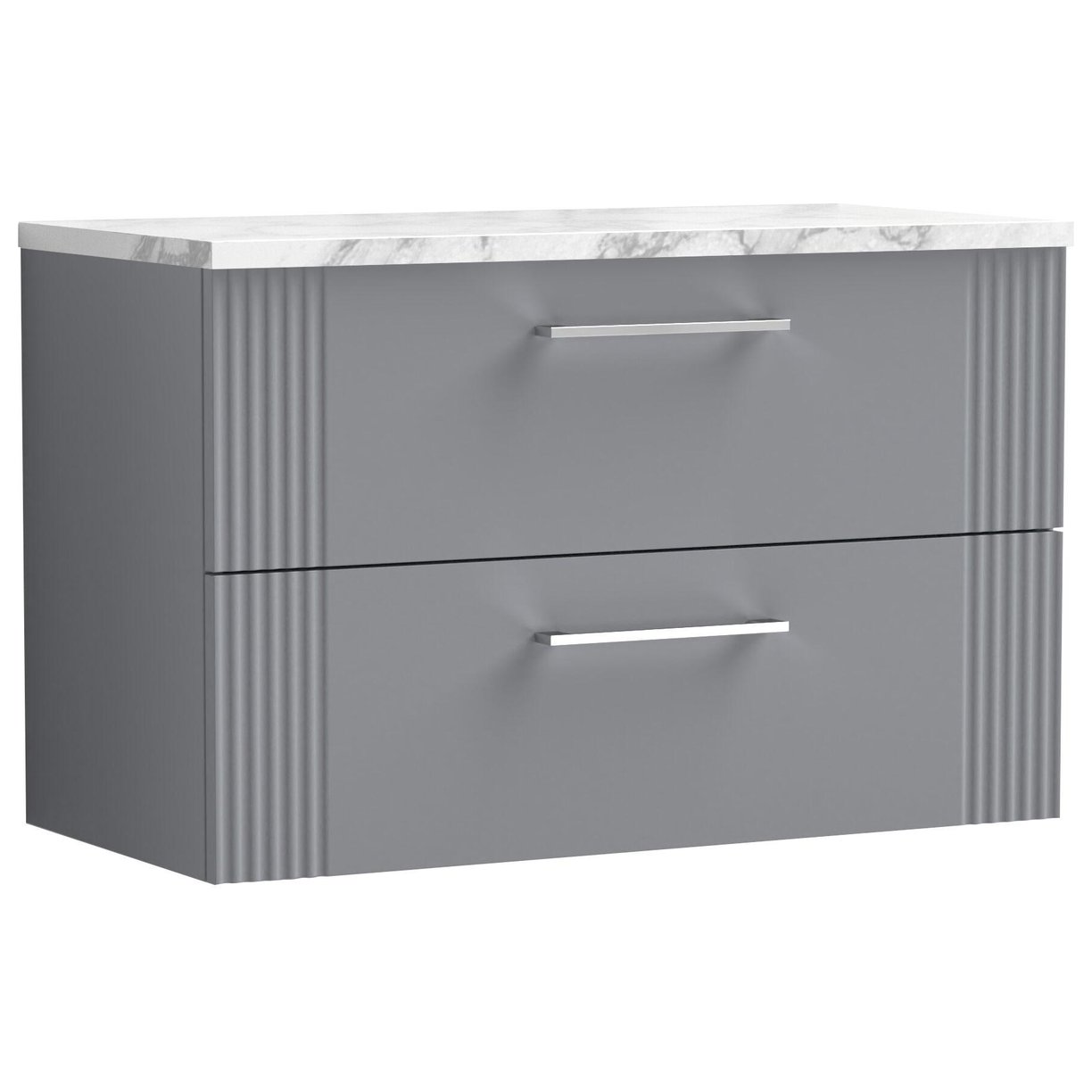 800mm W/H 2-Drawer Vanity & Laminate Top - Satin Grey