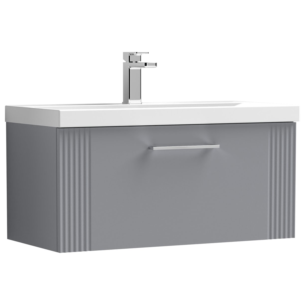 800mm W/H Single Drawer Vanity & Basin 1 - Satin Grey