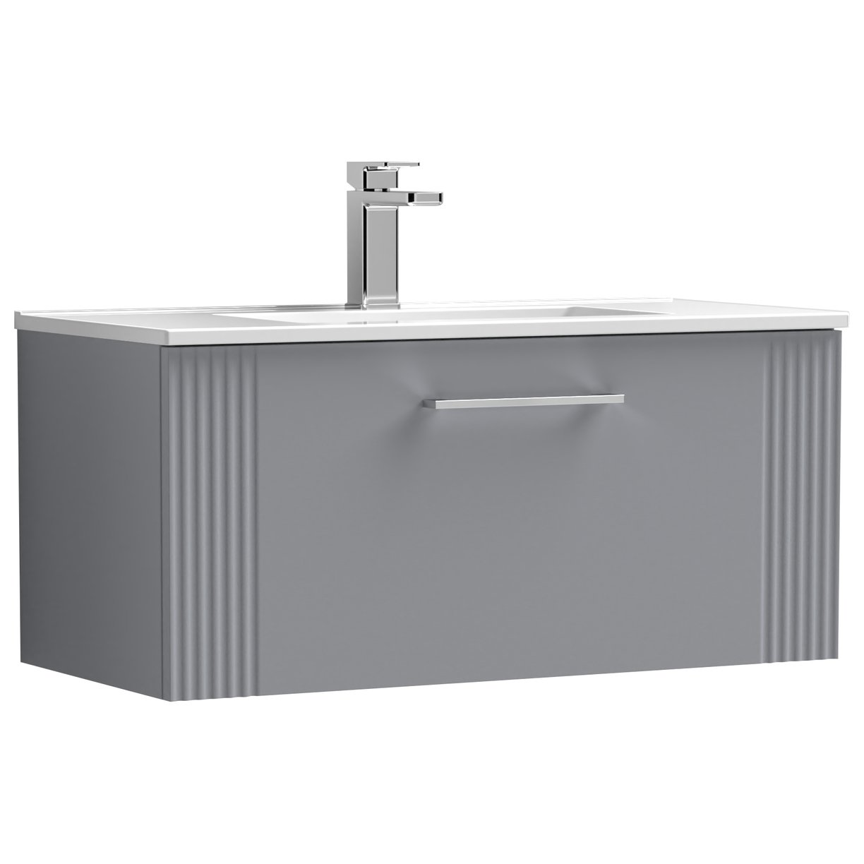 800mm W/H Single Drawer Vanity & Basin 2 - Satin Grey