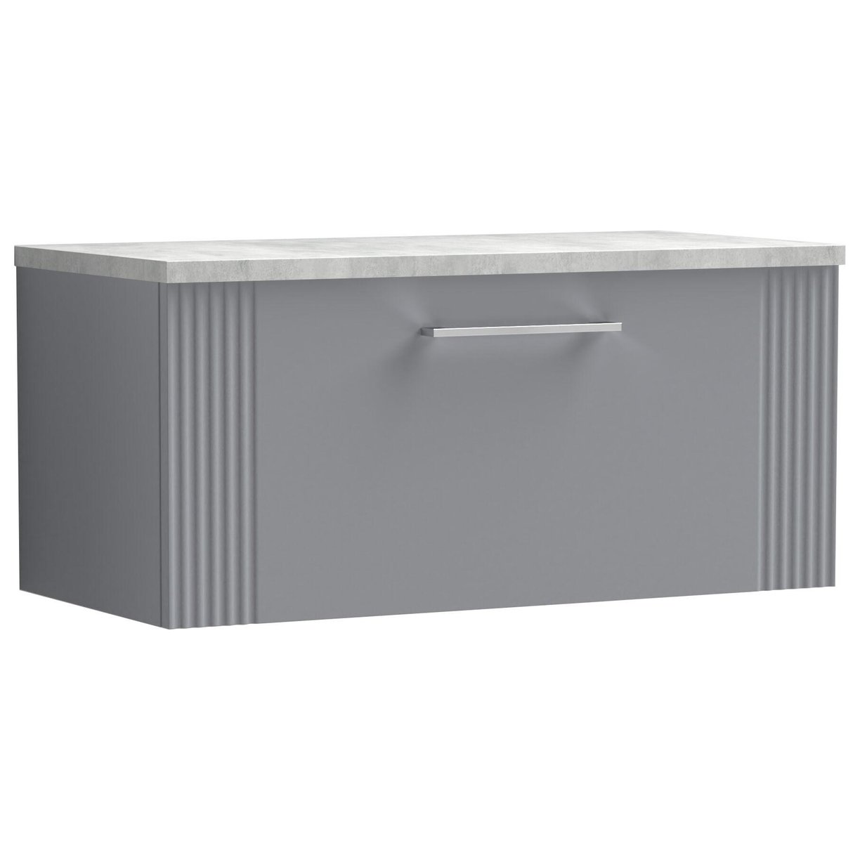 800mm W/H Single Drawer Vanity & Laminate Top - Satin Grey