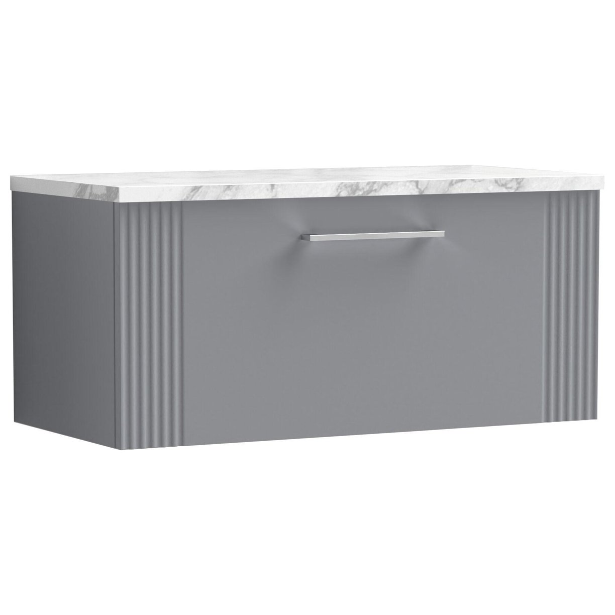 800mm W/H Single Drawer Vanity & Laminate - Satin Grey