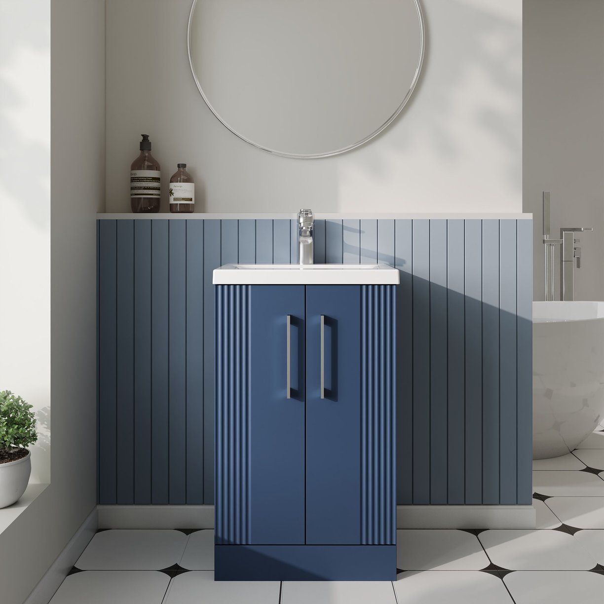 500mm FS 2-Door Vanity & Basin 1 - Satin Blue