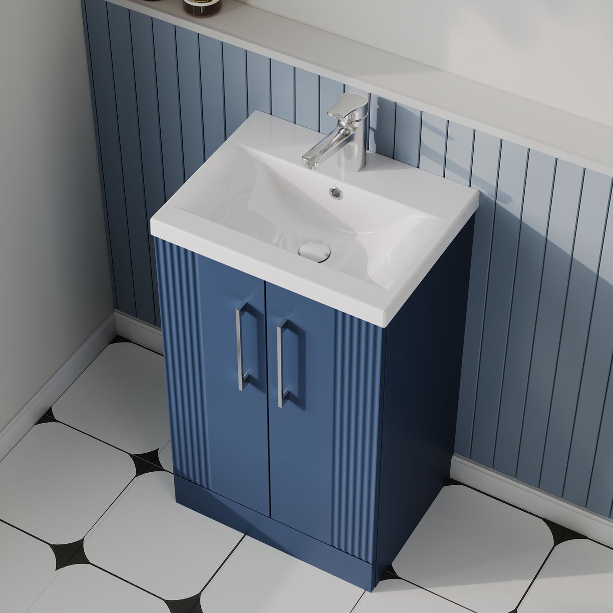 500mm FS 2-Door Vanity & Basin 1 - Satin Blue