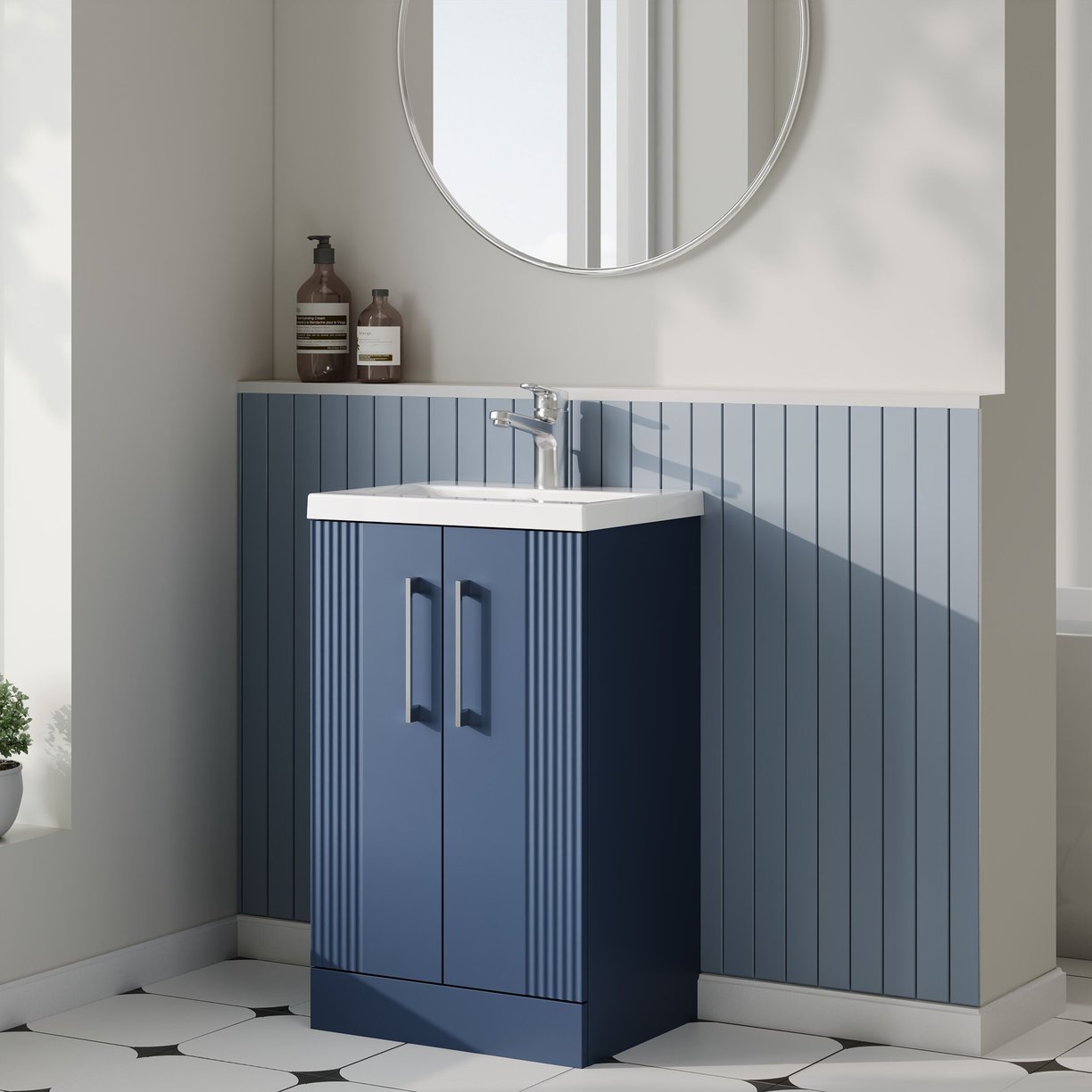 500mm FS 2-Door Vanity & Basin 1 - Satin Blue