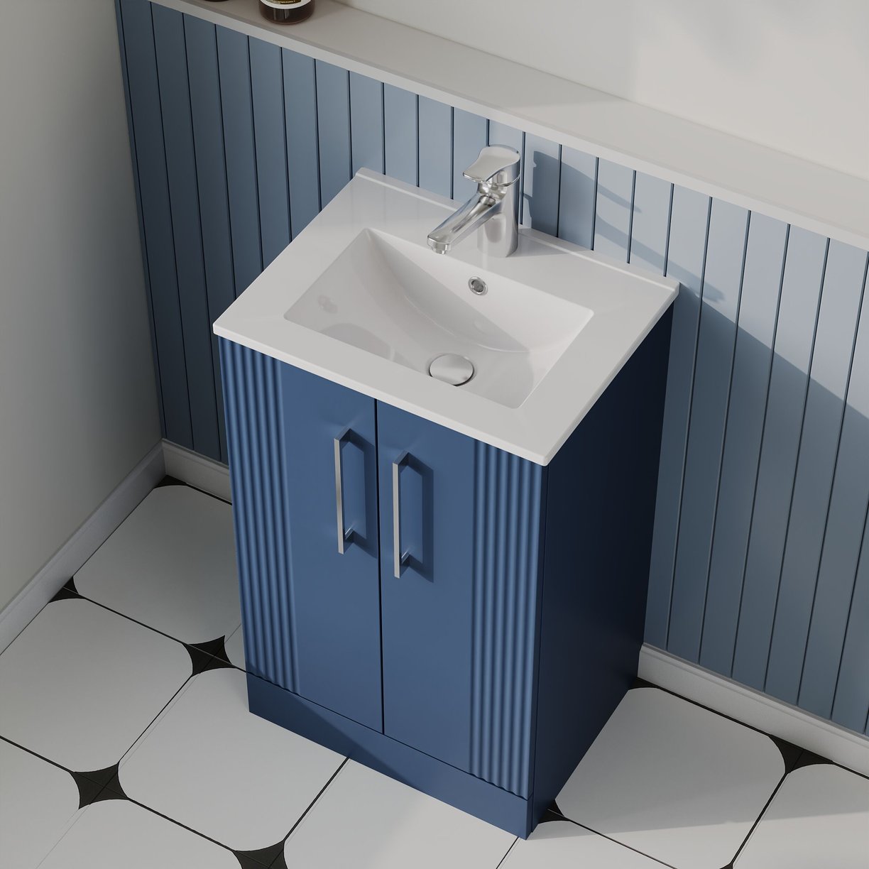 500mm FS 2-Door Vanity & Basin 2 - Satin Blue