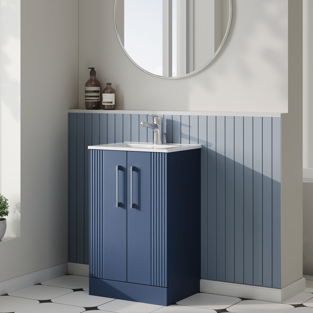 500mm FS 2-Door Vanity & Basin 2 - Satin Blue