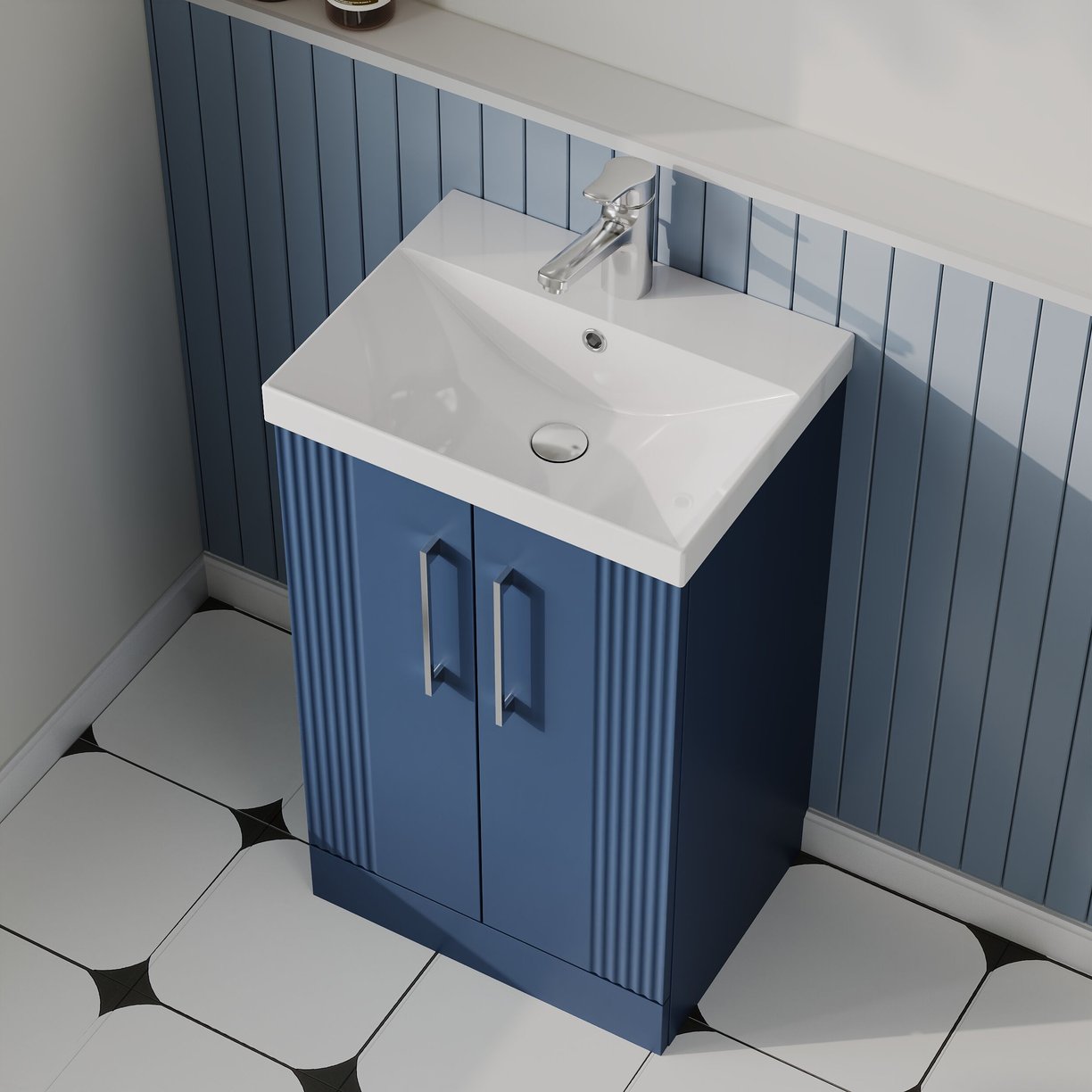 500mm FS 2-Door Vanity & Basin 3 - Satin Blue