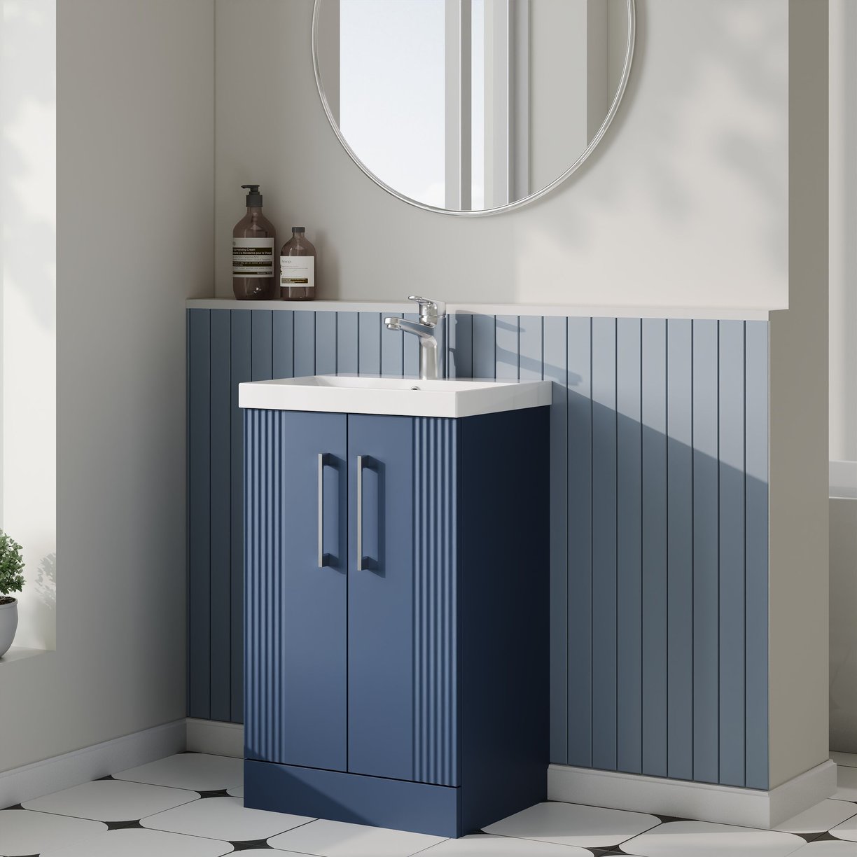 500mm FS 2-Door Vanity & Basin 3 - Satin Blue