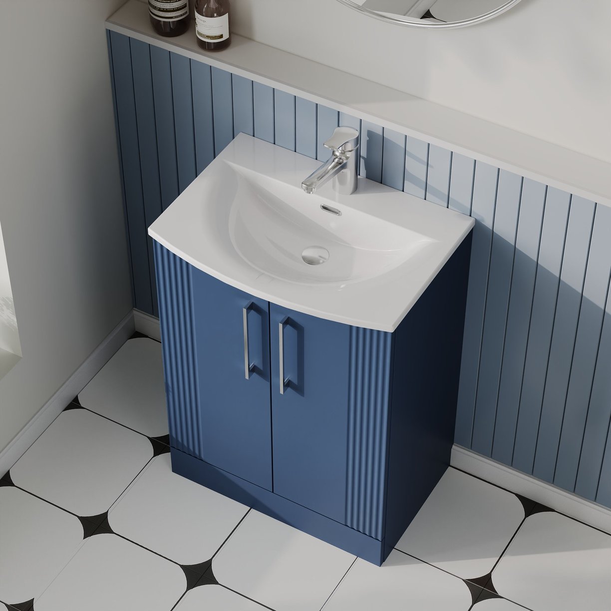 600mm F/S 2-Door Vanity & Basin 4 - Satin Blue