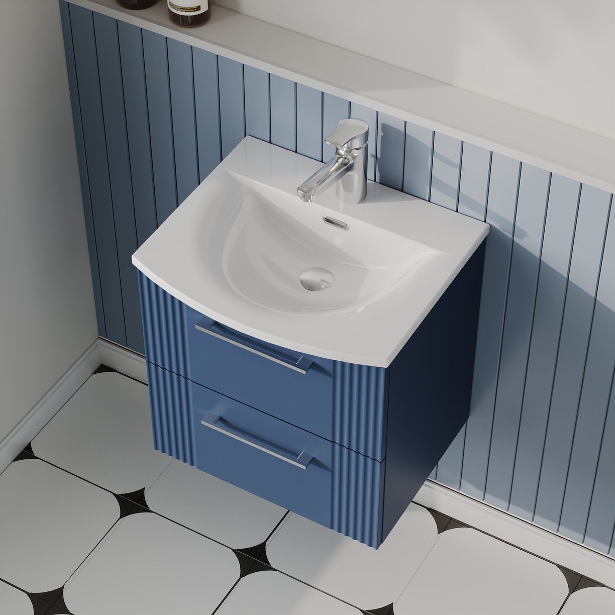 500mm W/H 2-Drawer Vanity & Basin 4 - Satin Blue