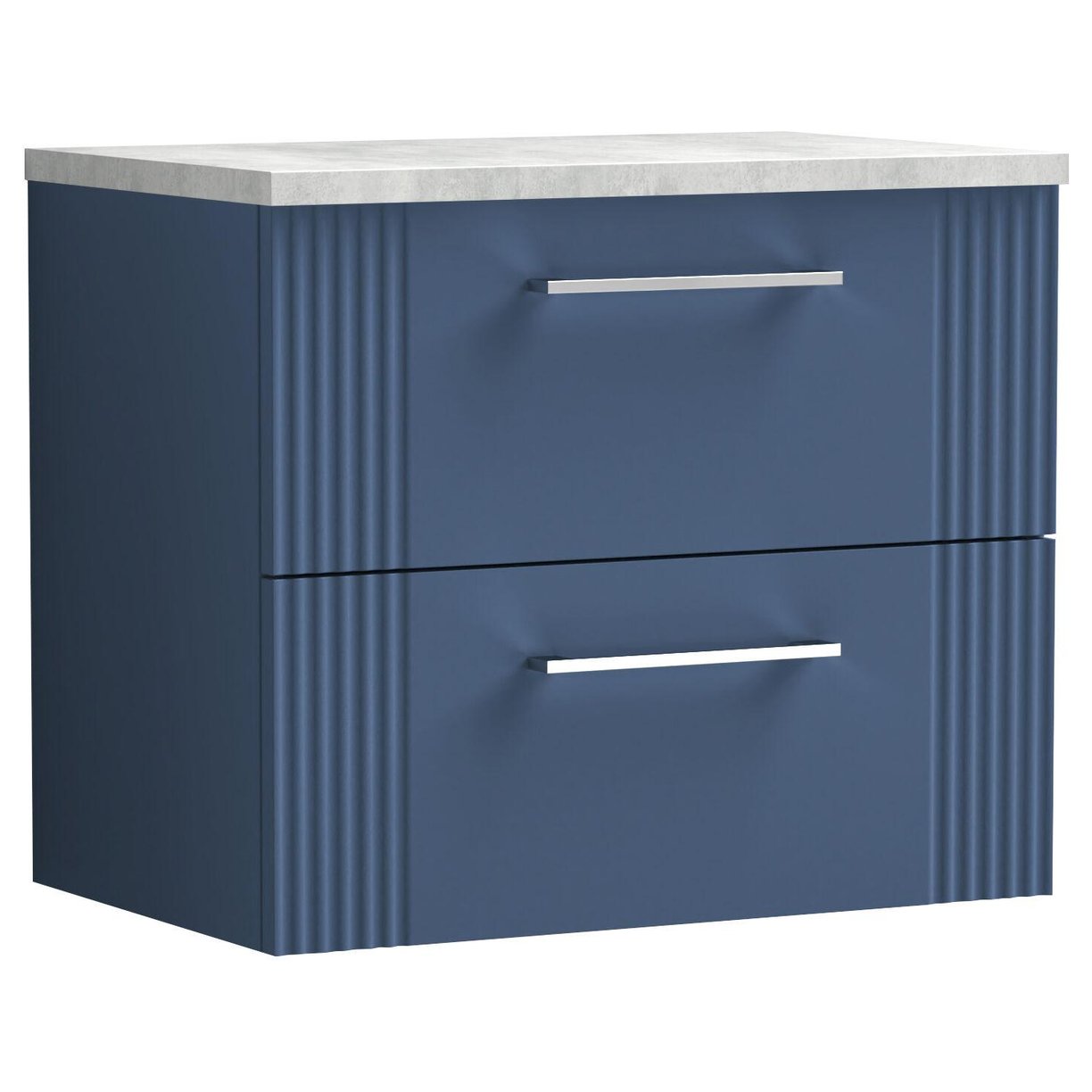 600mm W/H 2-Drawer Vanity & Laminate Top - Satin Blue