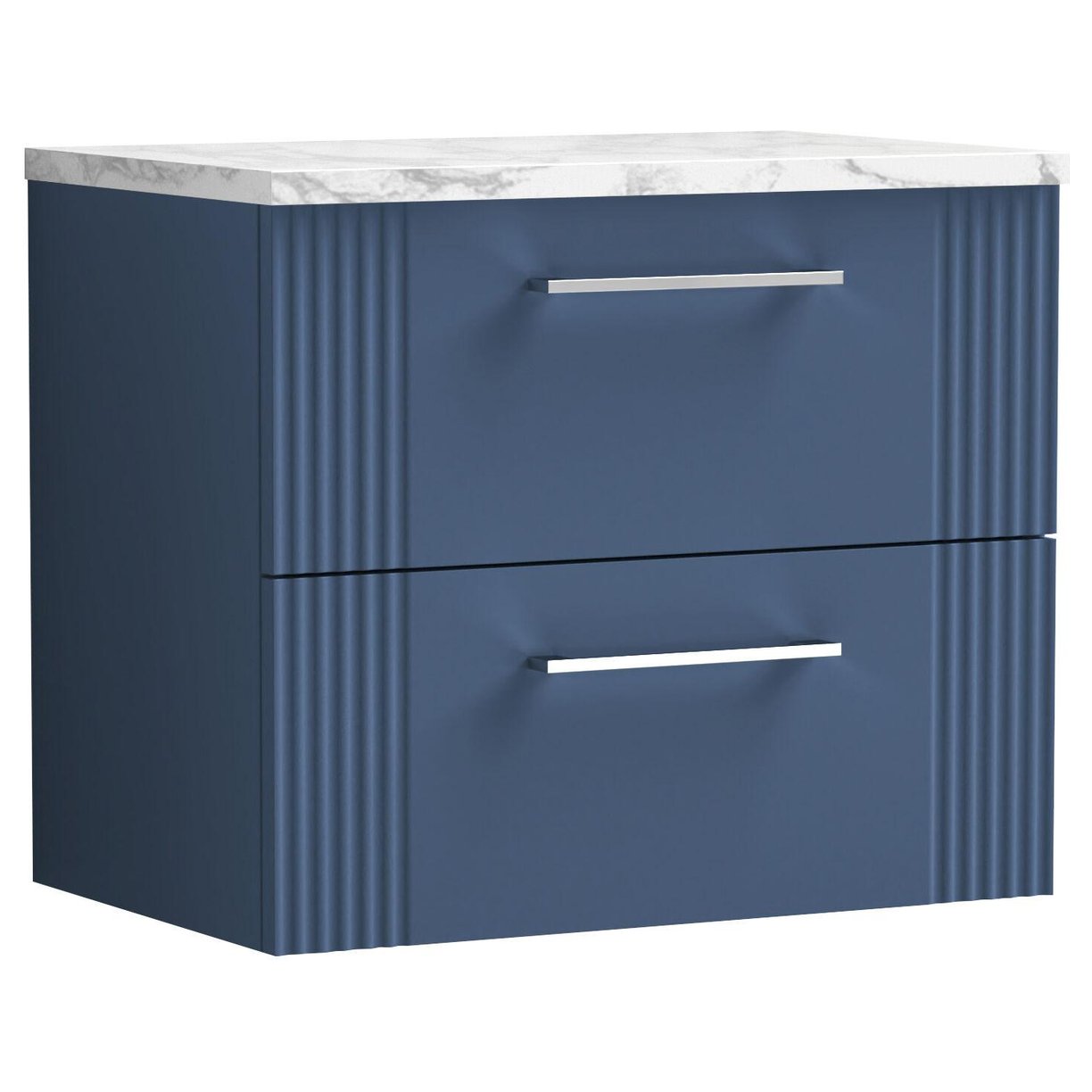 600mm W/H 2-Drawer Vanity & Laminate Top - Satin Blue