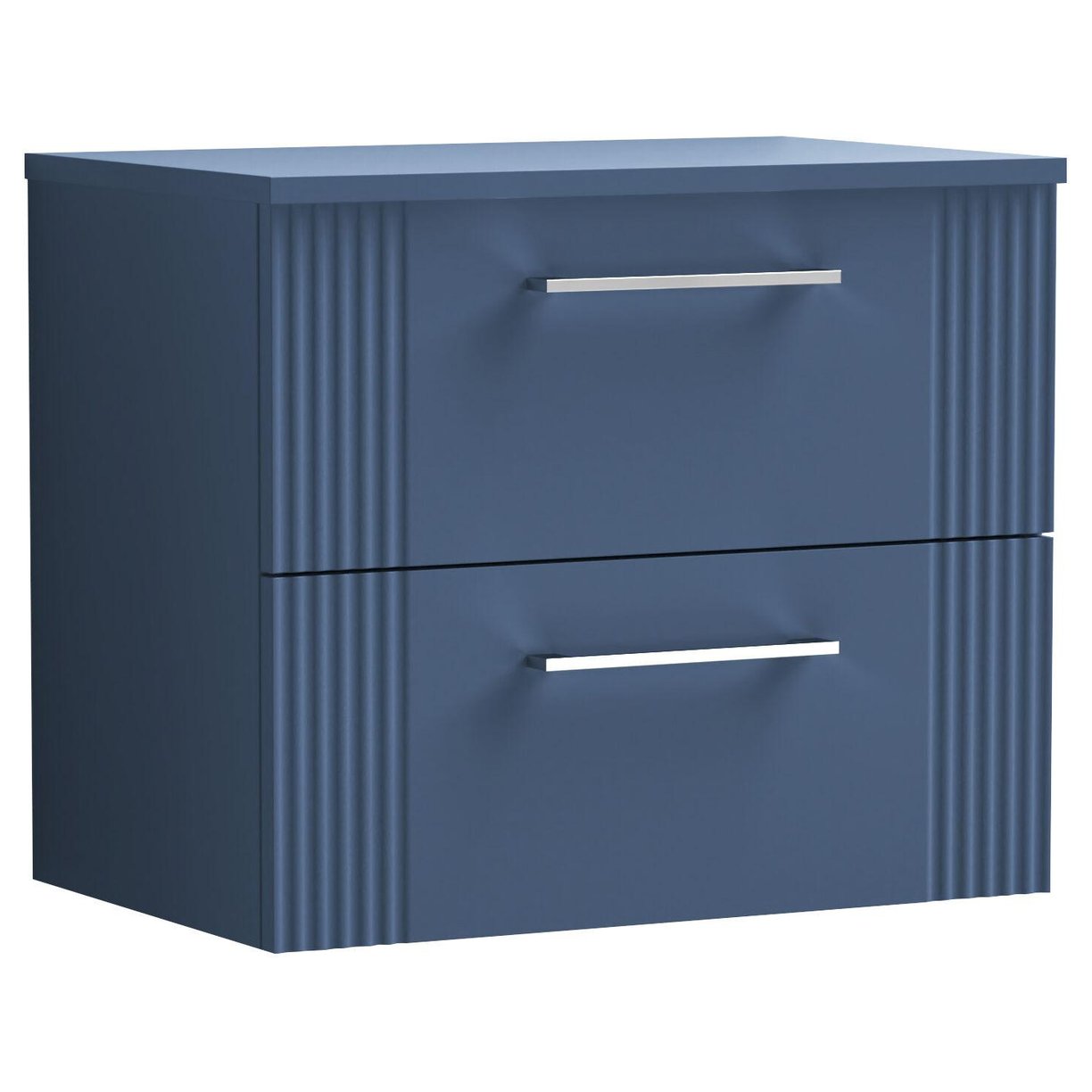 600mm W/H 2-Drawer Vanity & Worktop - Satin Blue