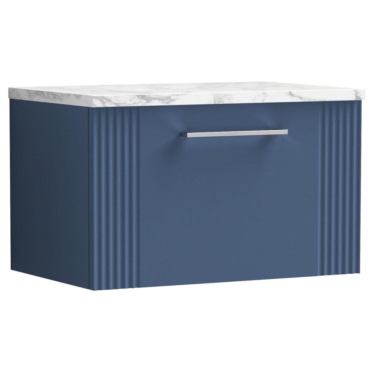 600mm W/H Single Drawer Vanity & Laminate - Satin Blue
