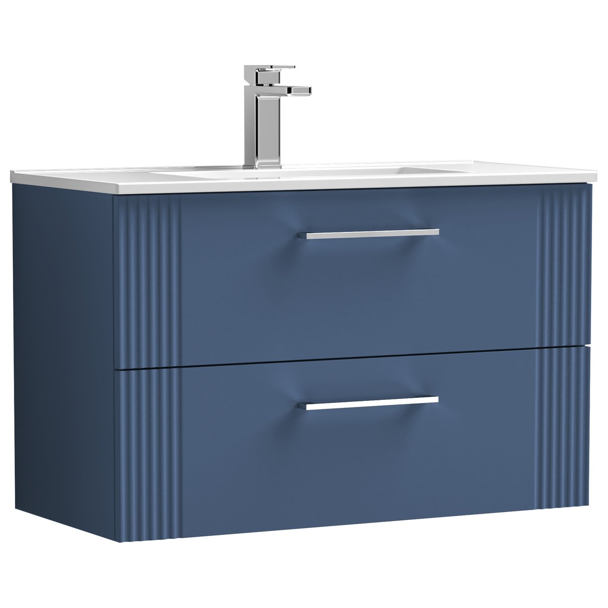 800mm W/H 2-Drawer Vanity & Basin 2 - Satin Blue