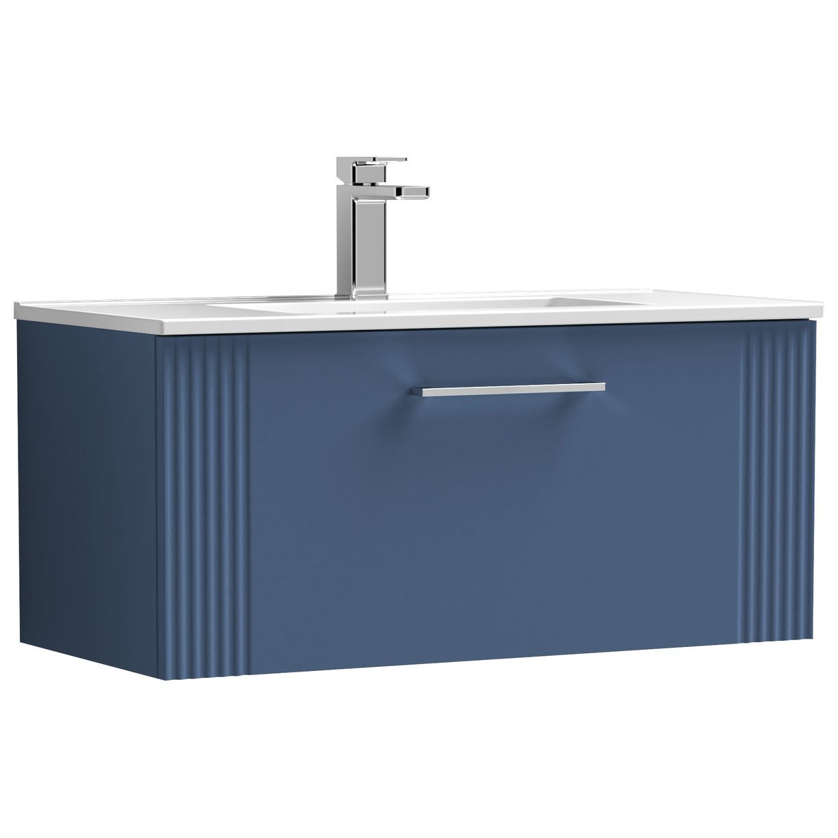 800mm W/H Single Drawer Vanity & Basin 2 - Satin Blue