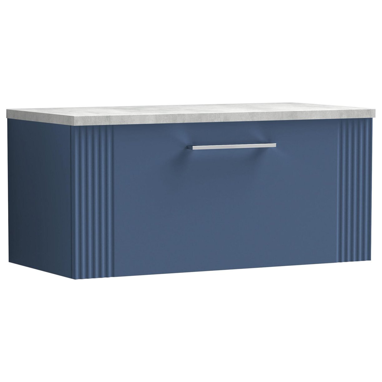 800mm W/H Single Drawer Vanity & Laminate Top - Satin Blue