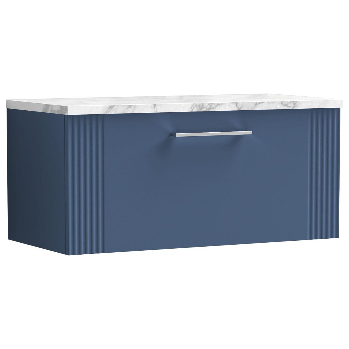 800mm W/H Single Drawer Vanity & Laminate - Satin Blue