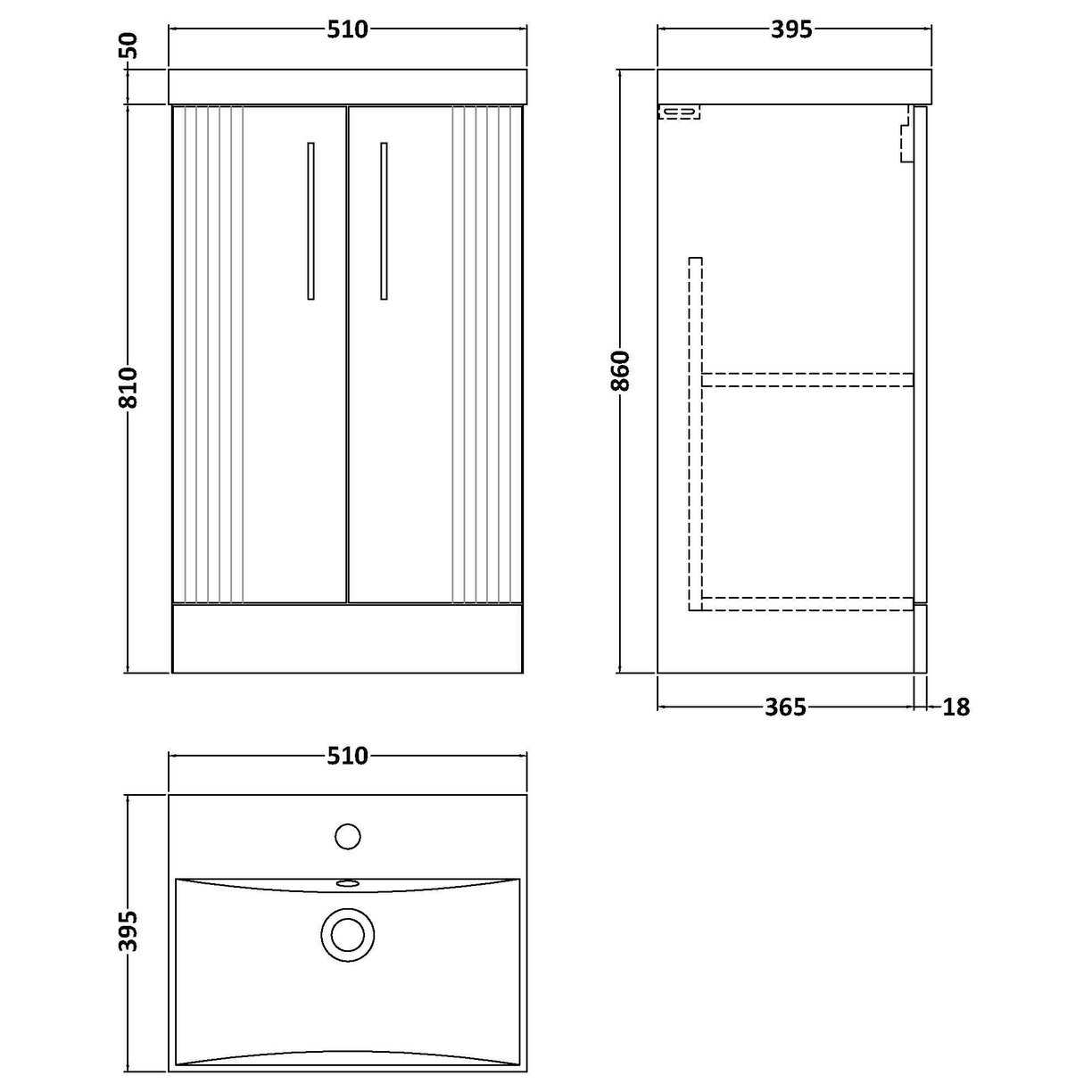 500mm FS 2-Door Vanity & Basin 3 - Satin Green