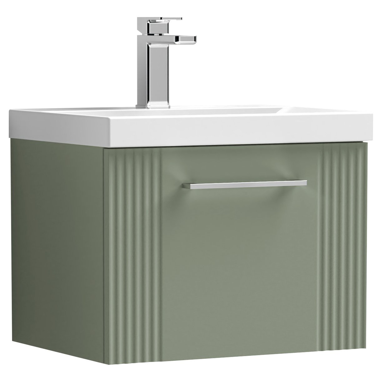 500mm W/H Single Drawer Vanity & Basin 3 - Satin Green