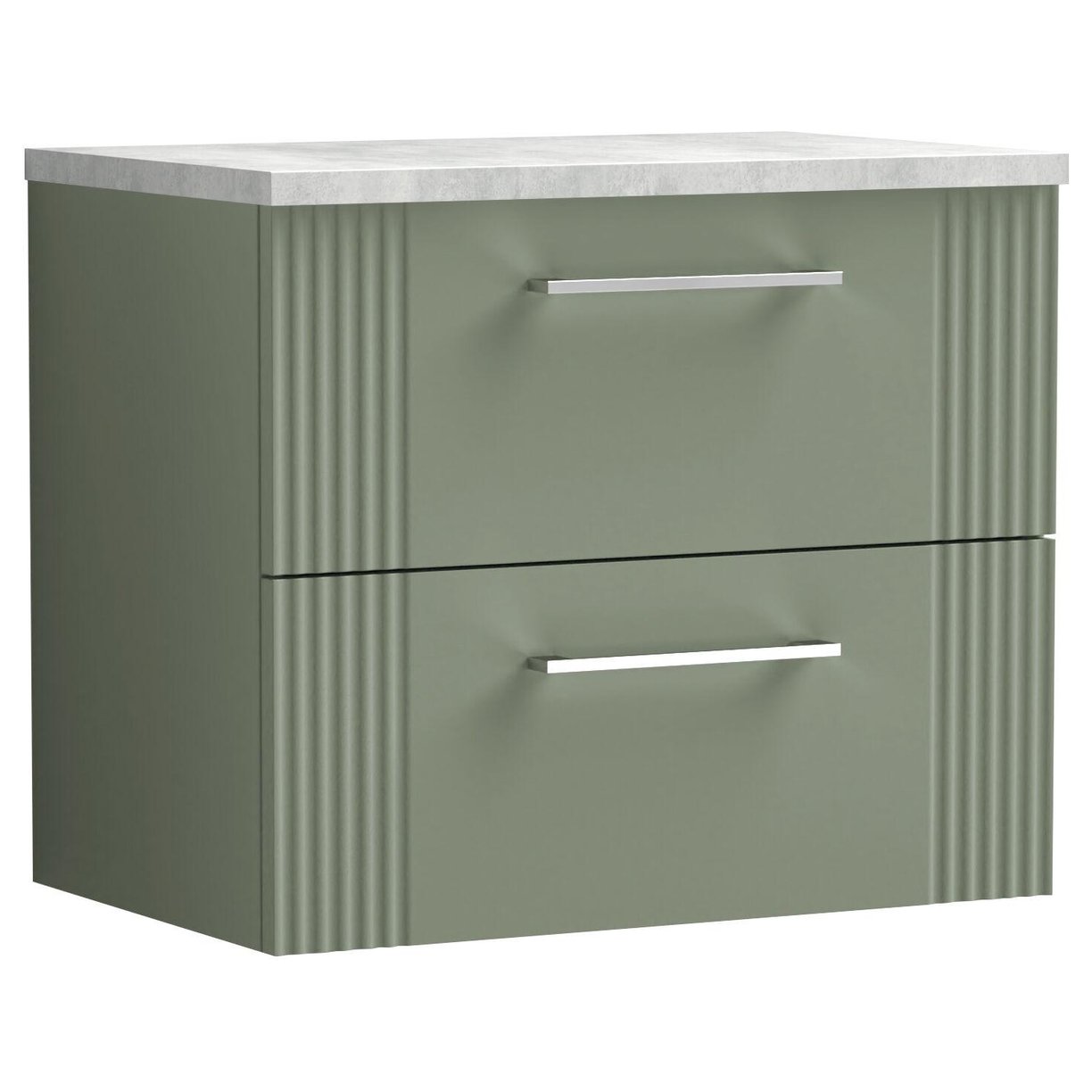 600mm W/H 2-Drawer Vanity & Laminate Top - Satin Green