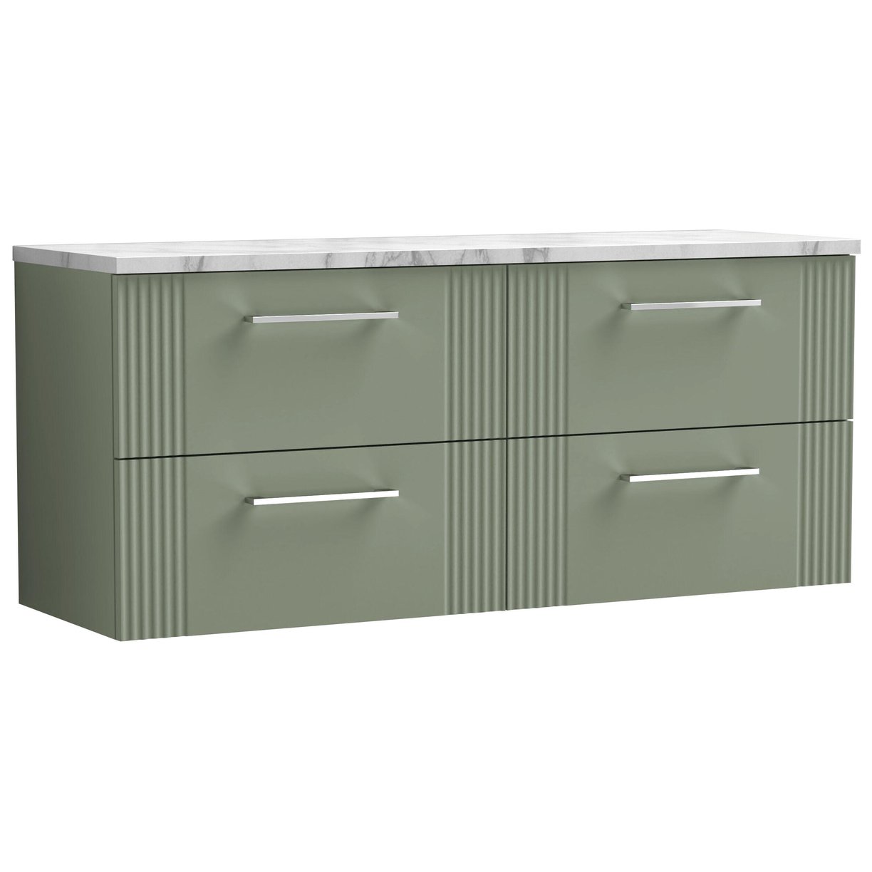 1200mm W/H 4-Drawer Vanity & Laminate Top - Satin Green