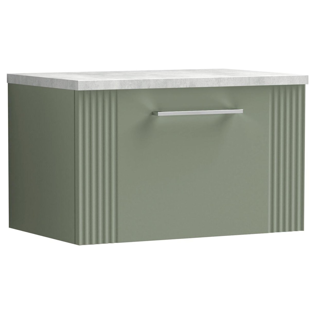 600mm W/H Single Drawer Vanity & Laminate Top - Satin Green