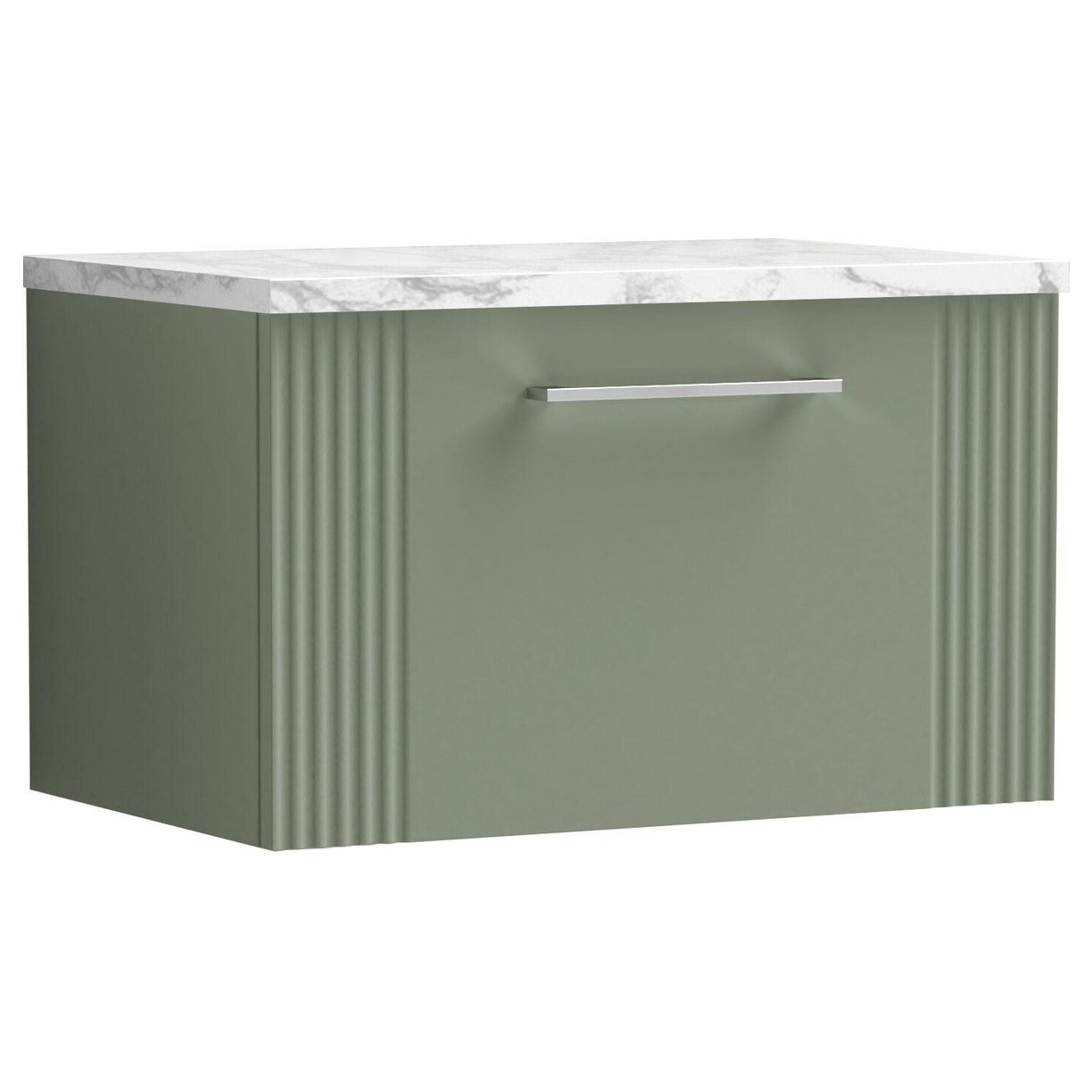 600mm W/H Single Drawer Vanity & Laminate - Satin Green
