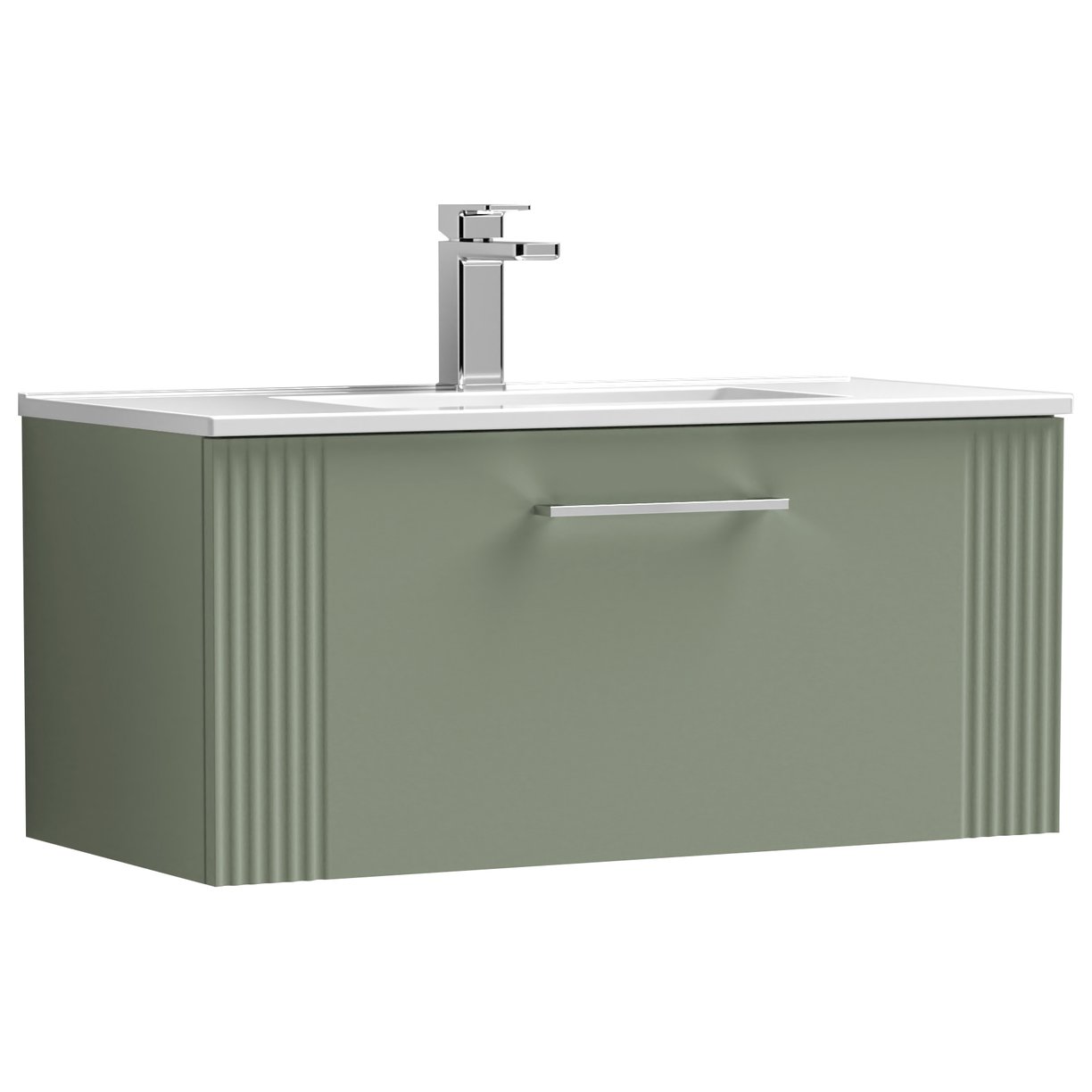 800mm W/H Single Drawer Vanity & Basin 2 - Satin Green