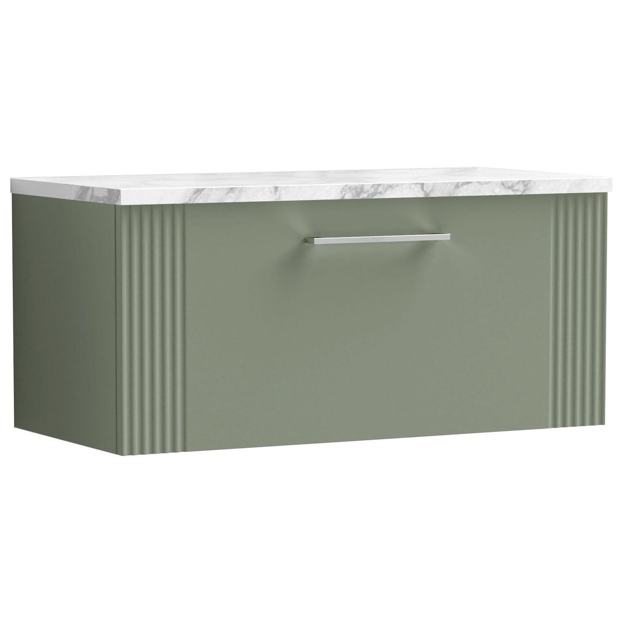 800mm W/H Single Drawer Vanity & Laminate - Satin Green