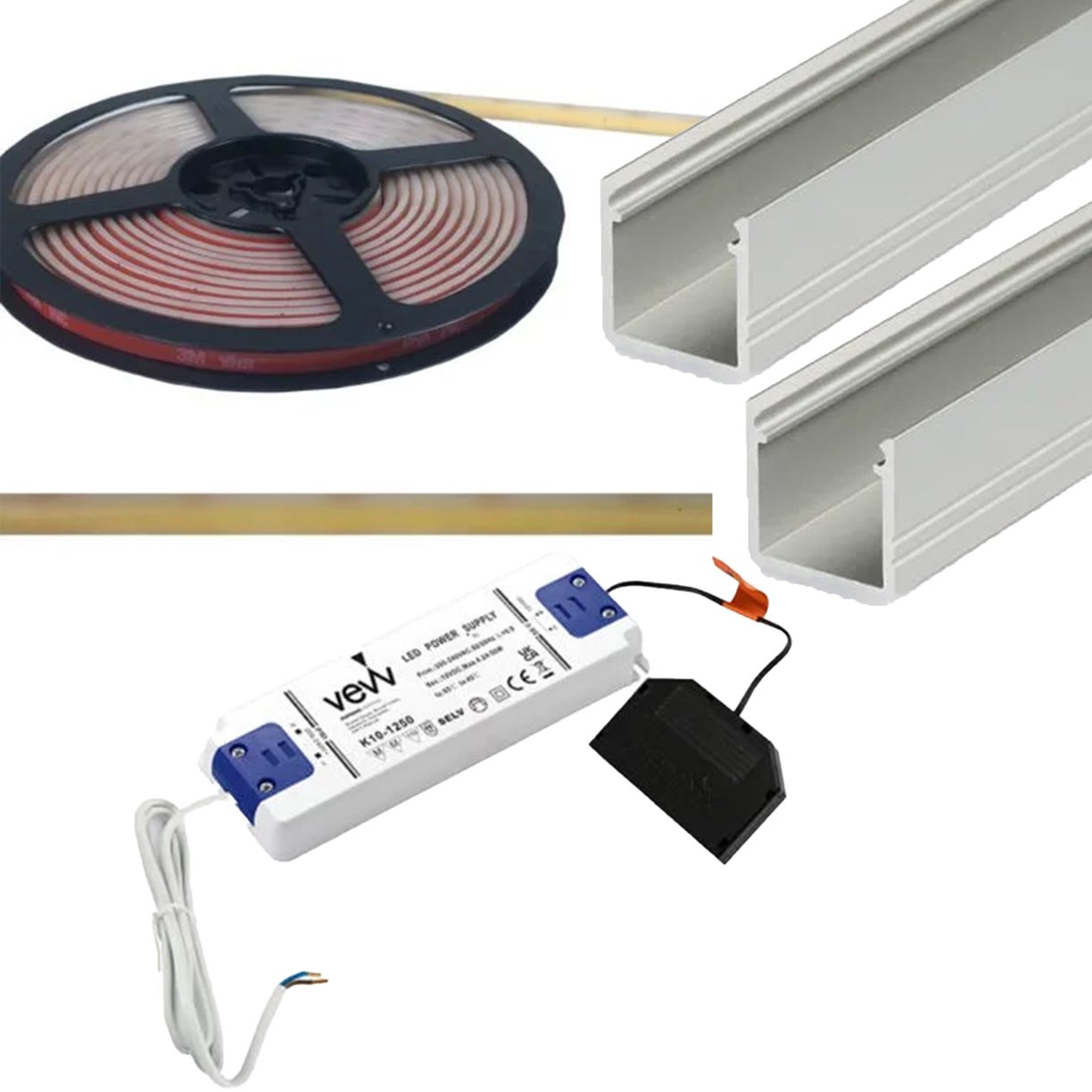 Double Wall Strip Pack Aluminium Profile Natural White