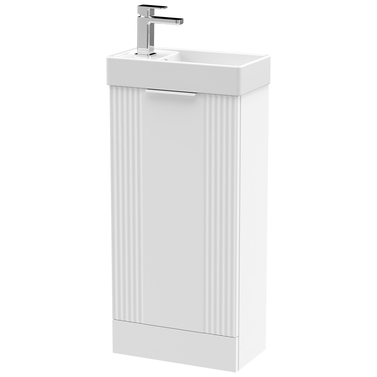 400mm F/S Single Door Unit Inc Basin - Satin White