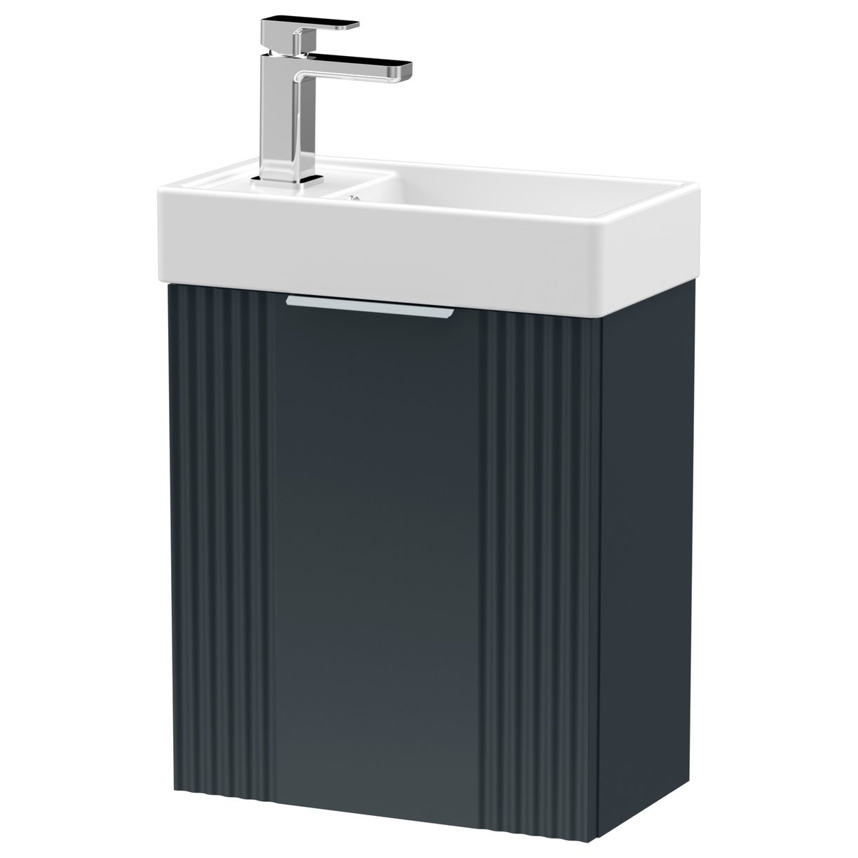 400mm W/H Single Door Unit Inc Basin - Satin Soft Black