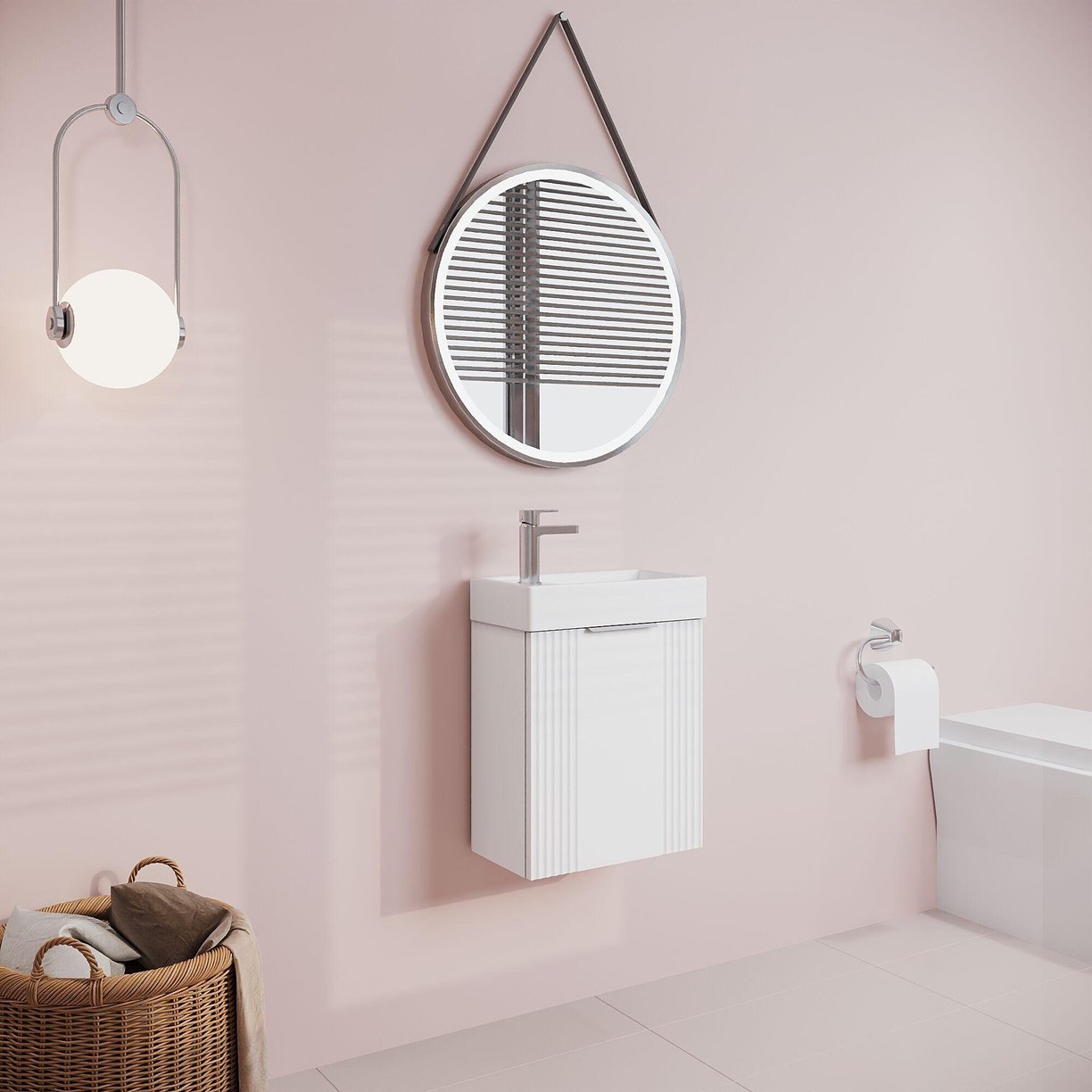 400mm W/H Single Door Unit Inc Basin - Satin White