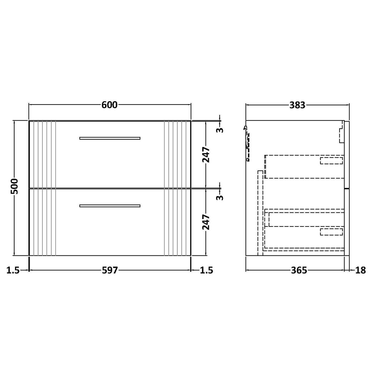 600mm WH 2-Drawer Unit - Satin White