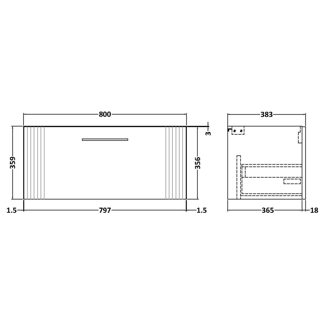 800mm WH Single Drawer Unit - Satin White
