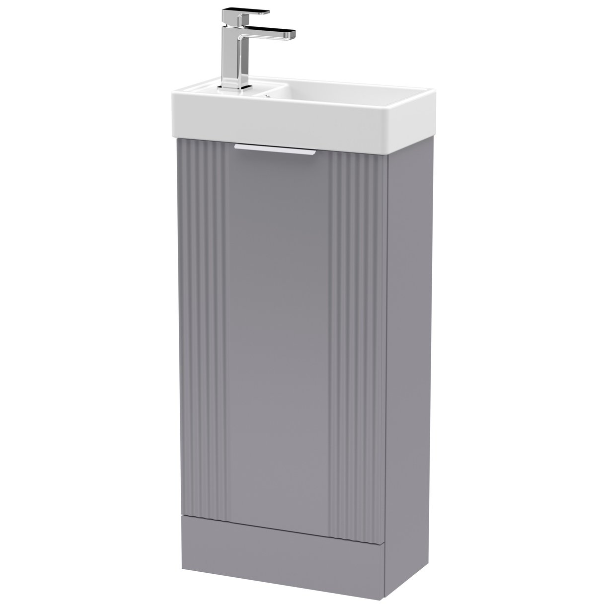 400mm F/S Single Door Unit Inc Basin - Satin Grey