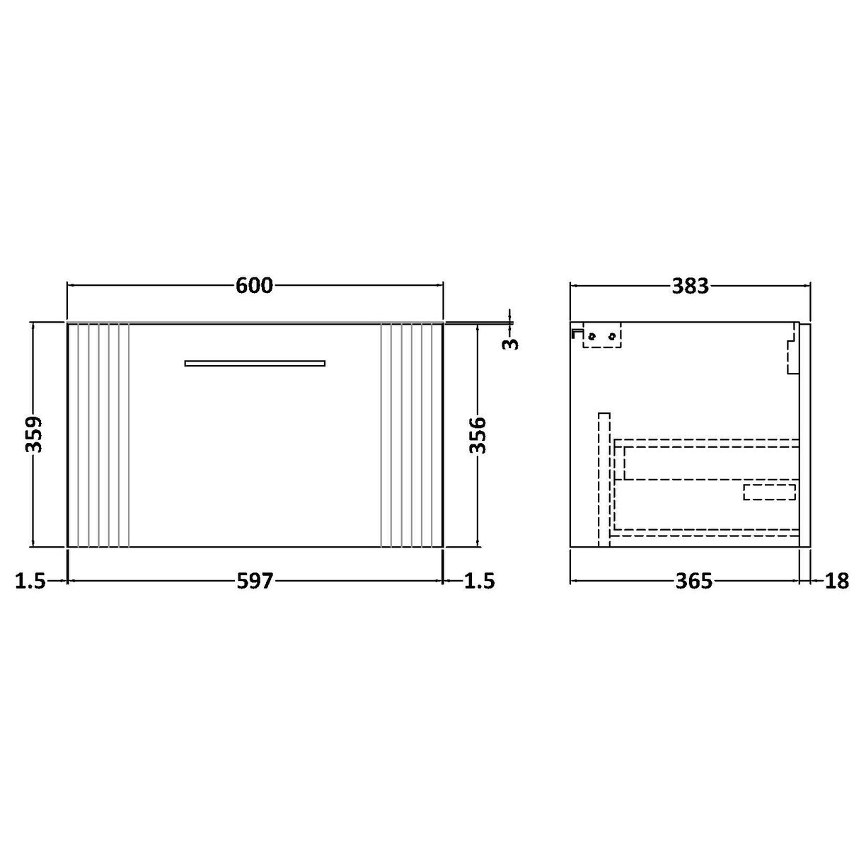 600mm W/H Single Drawer Unit - Satin Grey