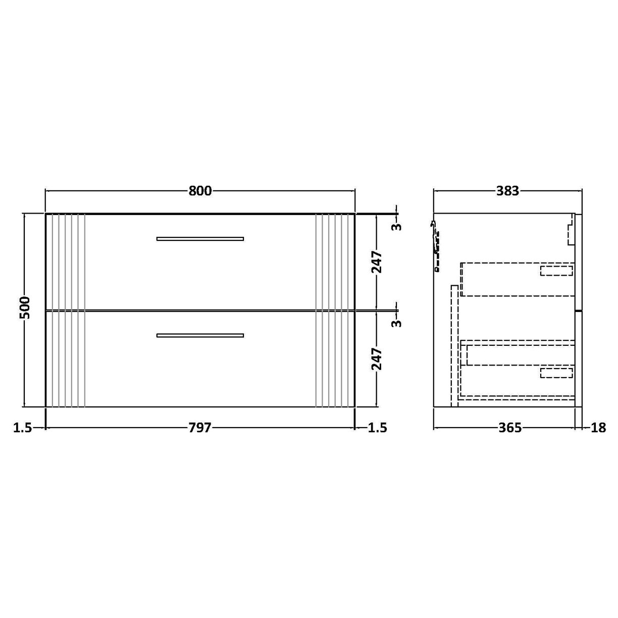 800mm WH 2-Drawer Unit - Satin Grey